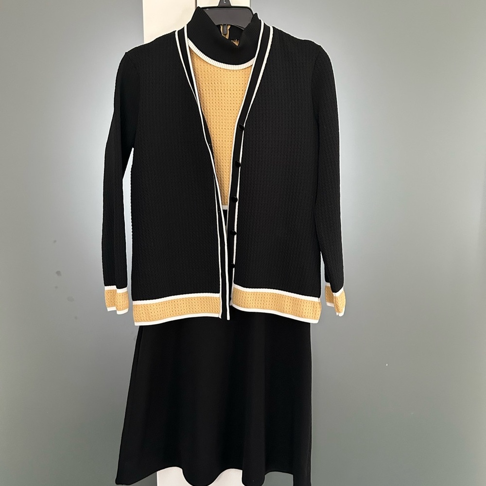 Vintage Black and Gold Double Knit Set from 1960s